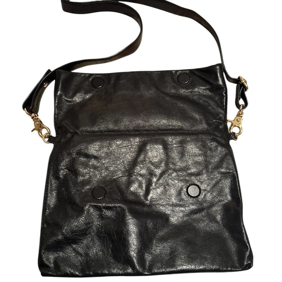 Tory Burch Dena Leather Crossbody Bag Handbag Folding Magnetic Flap Black - Picture 5 of 14